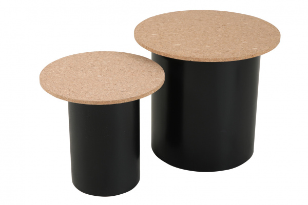 Möbilia Beistelltisch, 2er Set aus MDF mit Kork, Pinie , in der Farbe natur, schwarz 28020049