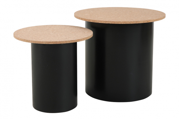 Möbilia Beistelltisch, 2er Set aus MDF mit Kork, Pinie , in der Farbe natur, schwarz 28020049