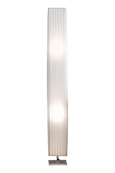 SalesFever Stehlampe 120 cm eckig weiß, chrom, Plissee Lampenschirm, verchromtes Metall
