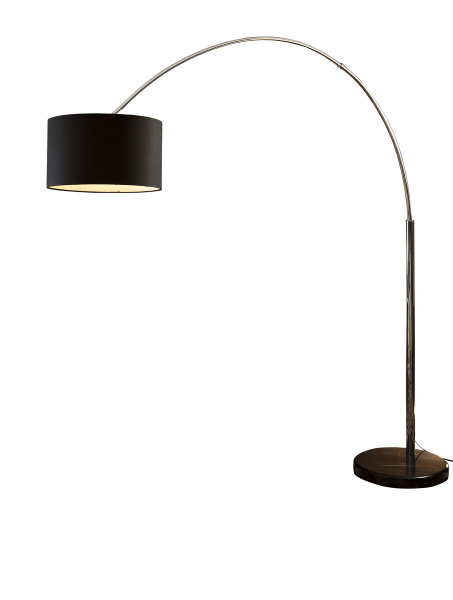 SalesFever Bogenlampe 210 cm schwarz, Dimmschalter, Ø Lampenschirm 35 cm, echter Marmorfuß