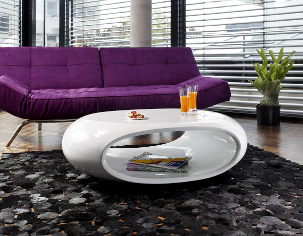 SalesFever Couchtisch 100x70x32 cm weiß Fiberglas, hochglanz lackiert