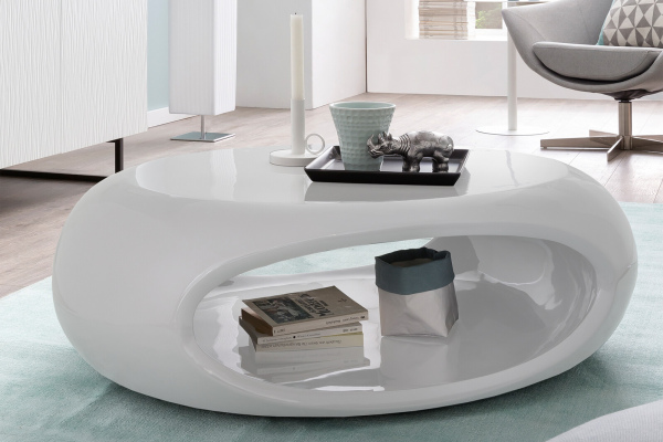 SalesFever Couchtisch 100x70x32 cm weiß Fiberglas, hochglanz lackiert