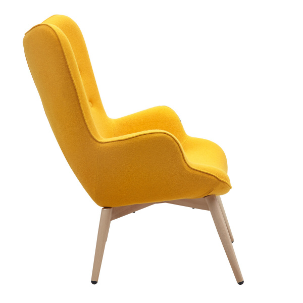 SalesFever Sessel gelb Webstoff, Webstoff, Metallbeine in Holzoptik, Eichefarben