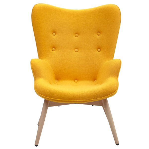SalesFever Sessel gelb Webstoff, Webstoff, Metallbeine in Holzoptik, Eichefarben