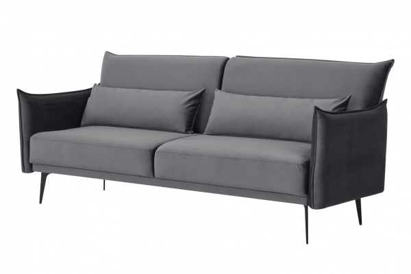 SalesFever 3-Sitzer Sofa Samt Grau, mit Schlaffunktion, inkl. Zierkissen