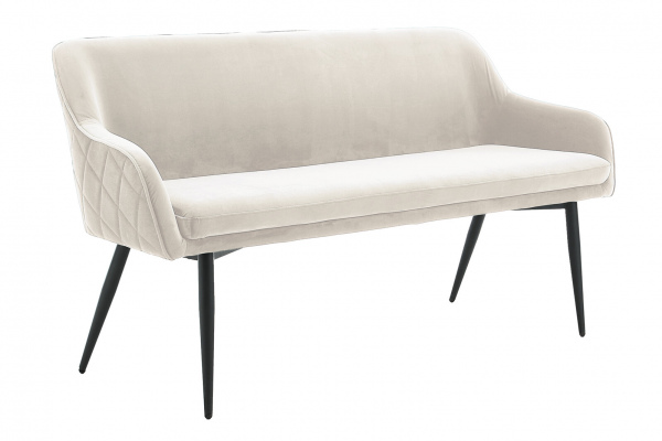 SalesFever Sitzbank 160 cm Samt Creme, mit Armlehnen und Rückensteppung