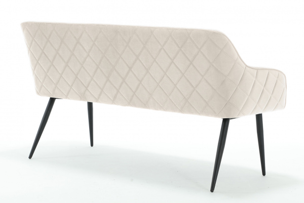 SalesFever Sitzbank 160 cm Samt Creme, mit Armlehnen und Rückensteppung