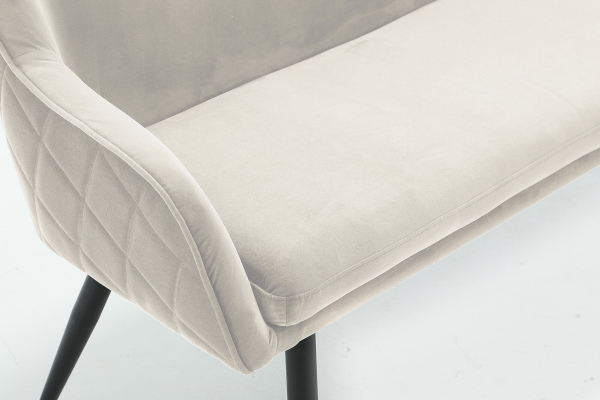SalesFever Sitzbank 160 cm Samt Creme, mit Armlehnen und Rückensteppung
