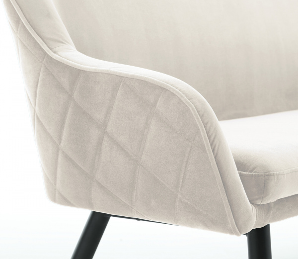 SalesFever Sitzbank 160 cm Samt Creme, mit Armlehnen und Rückensteppung
