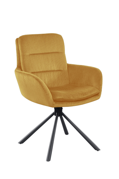 SalesFever Armlehnstuhl in Cord-Optik Gold, mit 360° Drehfunktion