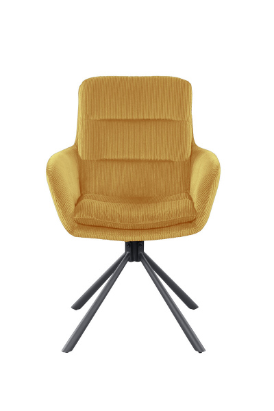 SalesFever Armlehnstuhl in Cord-Optik Gold, mit 360° Drehfunktion