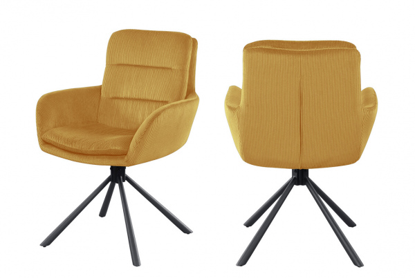 SalesFever Armlehnstuhl in Cord-Optik Gold, mit 360° Drehfunktion