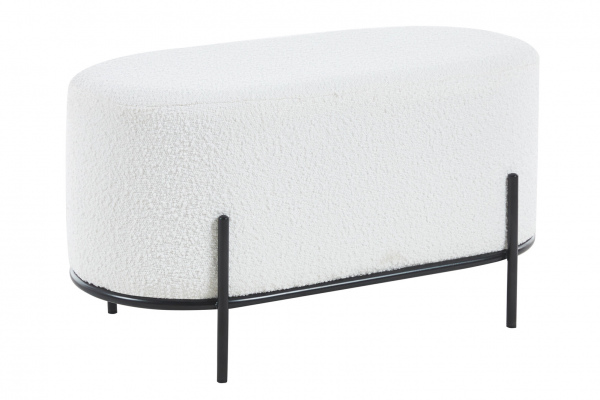 SalesFever Polsterhocker Bouclé Stoff Weiß, mit Design-Gestell aus schwarzem Metall