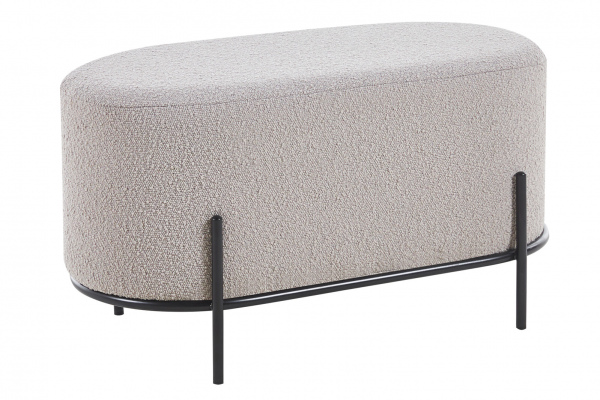 SalesFever Polsterhocker Bouclé Stoff Taupe, mit Design-Gestell aus schwarzem Metall