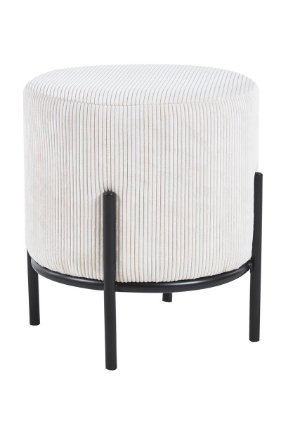 SalesFever Polsterhocker Ø35 cm Cord Optik Beige, mit Design-Gestell aus schwarzem Metall
