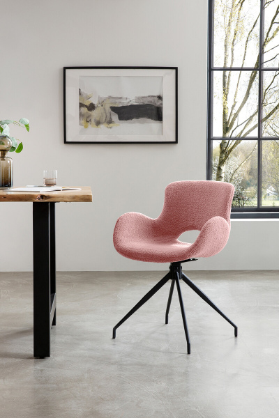 SalesFever Essgruppe 5 tlg. 180x90 cm, Esstisch Akazie, Esszimmerstuhl rose bestehend aus 1x397473+4x396971