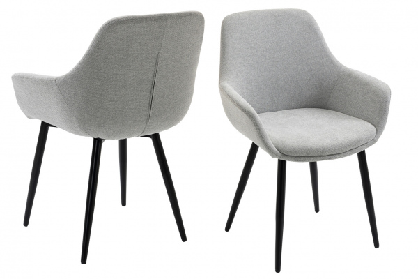 SalesFever Essgruppe 5 tlg. 160x90 cm, Esstisch Nussbaum, Esszimmerstuhl hellgrau bestehend aus 1x371787+2x396025