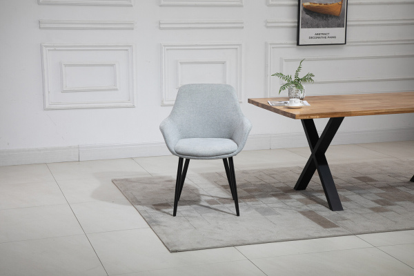 SalesFever Essgruppe 5 tlg. 160x90 cm, Esstisch Nussbaum, Esszimmerstuhl hellgrau bestehend aus 1x371787+2x396025