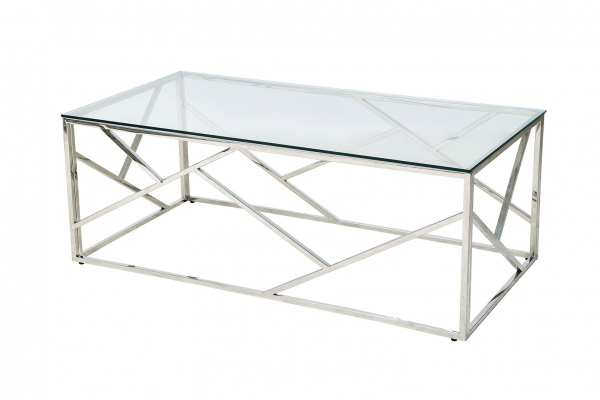 SalesFever Couchtisch Silber 120x60 cm, mit Design-Gestell in Stainless Steel