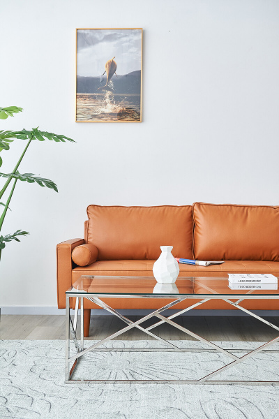 SalesFever Couchtisch Silber 120x60 cm, mit Design-Gestell in Stainless Steel