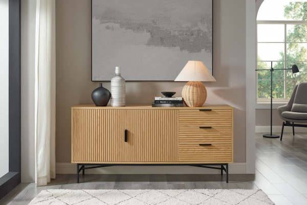 SalesFever Sideboard 160 cm Eiche Echtholzfurnier, mit 2 Türen und 3 Schubladen
