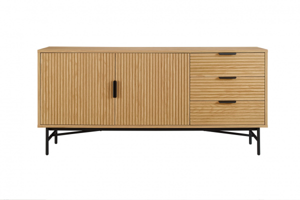 SalesFever Sideboard 160 cm Eiche Echtholzfurnier, mit 2 Türen und 3 Schubladen