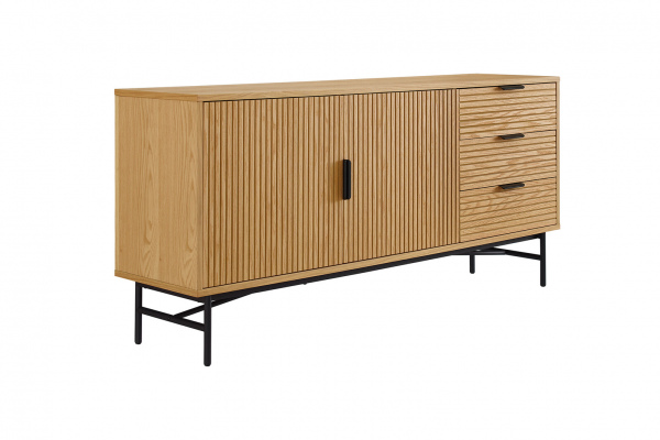 SalesFever Sideboard 160 cm Eiche Echtholzfurnier, mit 2 Türen und 3 Schubladen