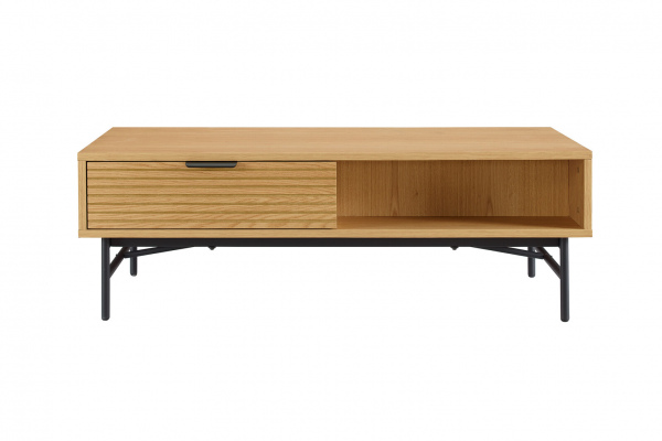 SalesFever Couchtisch 120x60 cm Eiche Echtholzfurnier, mit 1 Schublade und offenem Fach