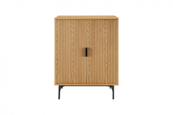 SalesFever Kommode 80 cm Eiche Echtholzfurnier, mit 4 Regalböden