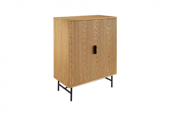 SalesFever Kommode 80 cm Eiche Echtholzfurnier, mit 4 Regalböden