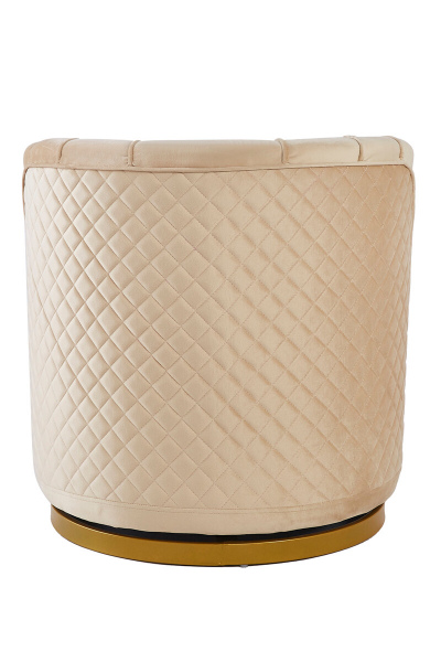 SalesFever Drehsessel aus Samt Beige, mit Diamantsteppung, Sockel goldfarben