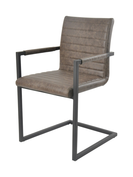 SalesFever Esszimmerstuhl 2er Set dunkelbraun Kunstleder-Optik, 100% Polyurethan, schwarz lackiertes Gestell