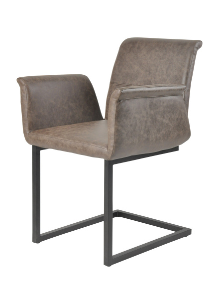 SalesFever Esszimmerstuhl 2er Set dunkelbraun Kunstleder-Optik, schwarz lackiertes Gestell, mit Armlehnen
