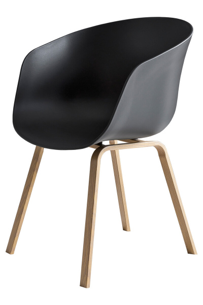 SalesFever Esszimmerstuhl 2er Set schwarz, Kunststoffschale, Metallbeine in Holzoptik
