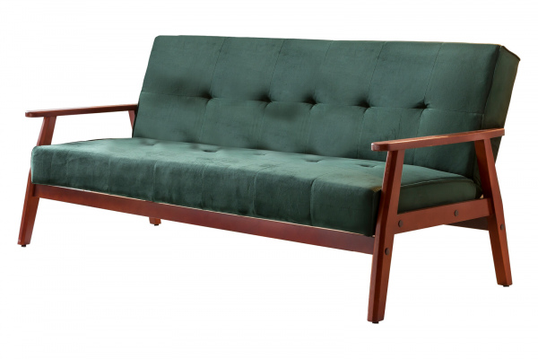 SalesFever Schlafsofa skandinavisch Samt tannengrün, 3-Sitzer, mit Relaxfunktion (um 60° neigbar), 100% Polyester