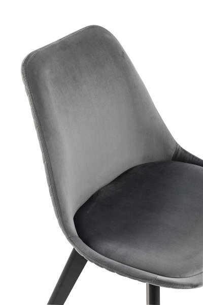 SalesFever Esszimmerstuhl 2er Set grau Samt, 100% Polyester, mit Wabensteppung, Stuhlbeine massive Buche schwarz gebeizt