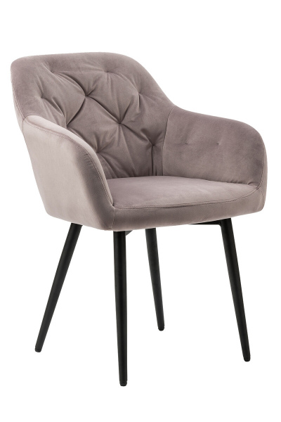 SalesFever Armlehnstuhl rose Samt, 100% Polyester, mit Knopfheftung, Stuhlbeine aus pulverbeschichtetem schwarzem Metall