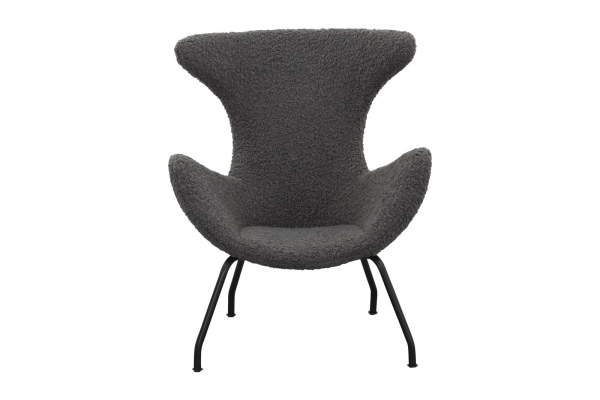 SalesFever Relaxsessel Teddyfell grau, 100% Polyester, Bezug Teddyfell, Gestell schwarz pulverbeschichtet Metall