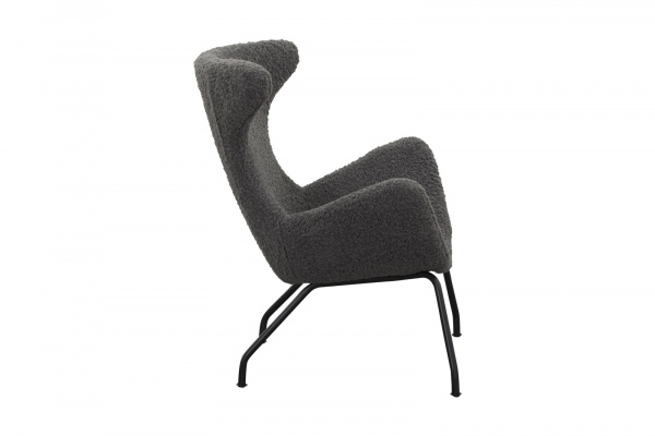 SalesFever Relaxsessel Teddyfell grau, 100% Polyester, Bezug Teddyfell, Gestell schwarz pulverbeschichtet Metall