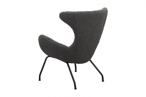 SalesFever Relaxsessel Teddyfell grau, 100% Polyester, Bezug Teddyfell, Gestell schwarz pulverbeschichtet Metall