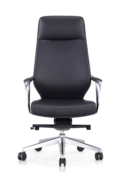 SalesFever Bürostuhl Kunstleder-Optik schwarz, Kunstleder-Optik Rollen, poliertes Aluminium Gestell