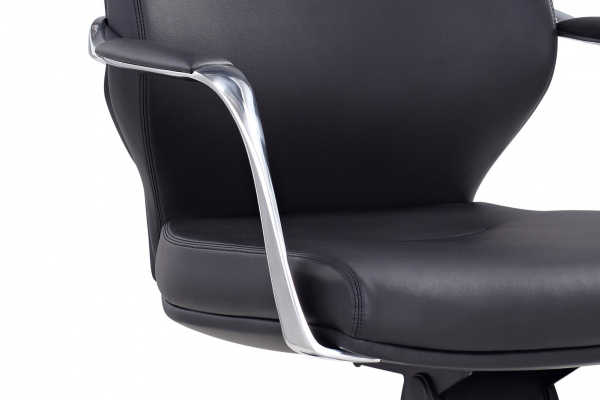SalesFever Bürostuhl Kunstleder-Optik schwarz, Kunstleder-Optik Rollen, poliertes Aluminium Gestell