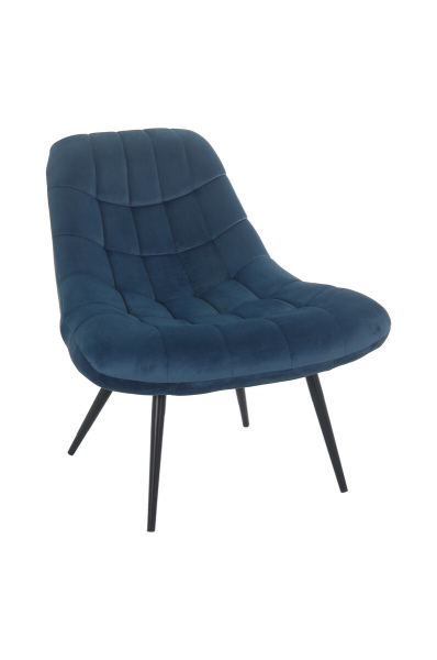 SalesFever Sessel XXL Samt blau Metall schwarz, 100% Polyester, Metallbeine schwarz pulverbeschichtet, mit Steppung