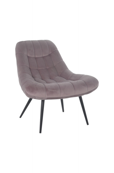 SalesFever Sessel XXL Samt rosa Metall schwarz, 100% Polyester, Metallbeine schwarz pulverbeschichtet, mit Steppung