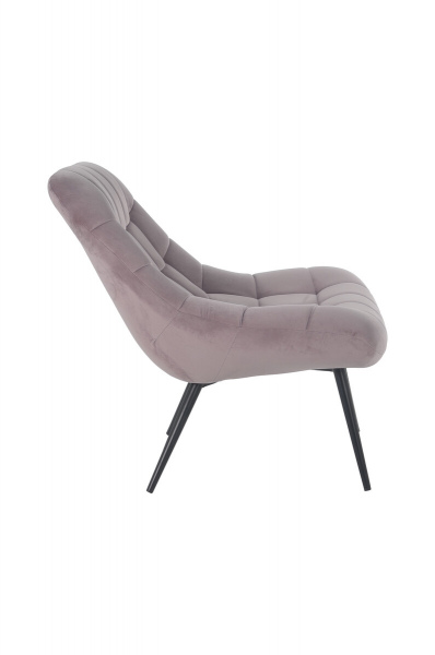 SalesFever Sessel XXL Samt rosa Metall schwarz, 100% Polyester, Metallbeine schwarz pulverbeschichtet, mit Steppung