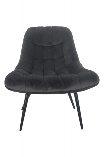 SalesFever Sessel XXL Samt grau Metall schwarz, 100% Polyester, Metallbeine schwarz pulverbeschichtet, mit Steppung
