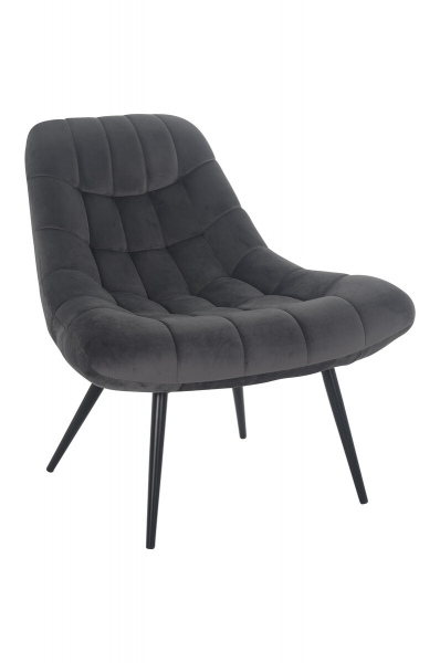 SalesFever Sessel XXL Samt grau Metall schwarz, 100% Polyester, Metallbeine schwarz pulverbeschichtet, mit Steppung