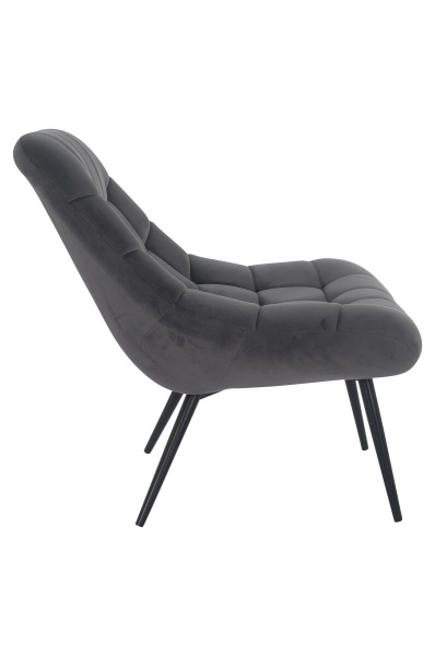 SalesFever Sessel XXL Samt grau Metall schwarz, 100% Polyester, Metallbeine schwarz pulverbeschichtet, mit Steppung