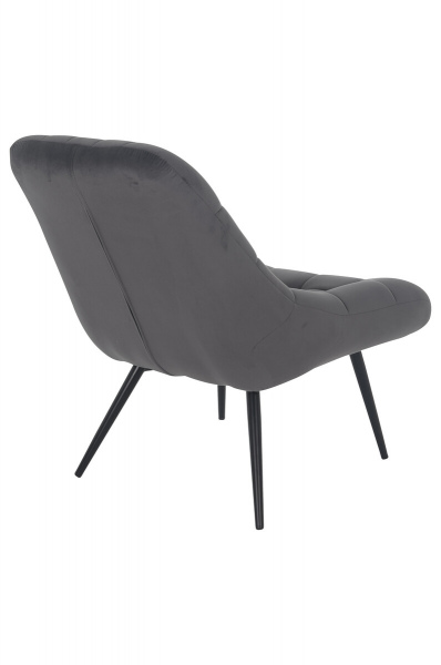 SalesFever Sessel XXL Samt grau Metall schwarz, 100% Polyester, Metallbeine schwarz pulverbeschichtet, mit Steppung