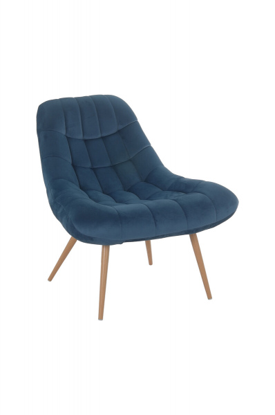 SalesFever Sessel XXL Samt blau Metall Holzoptik, 100% Polyester, Metallbeine in Holzoptik, mit Steppung